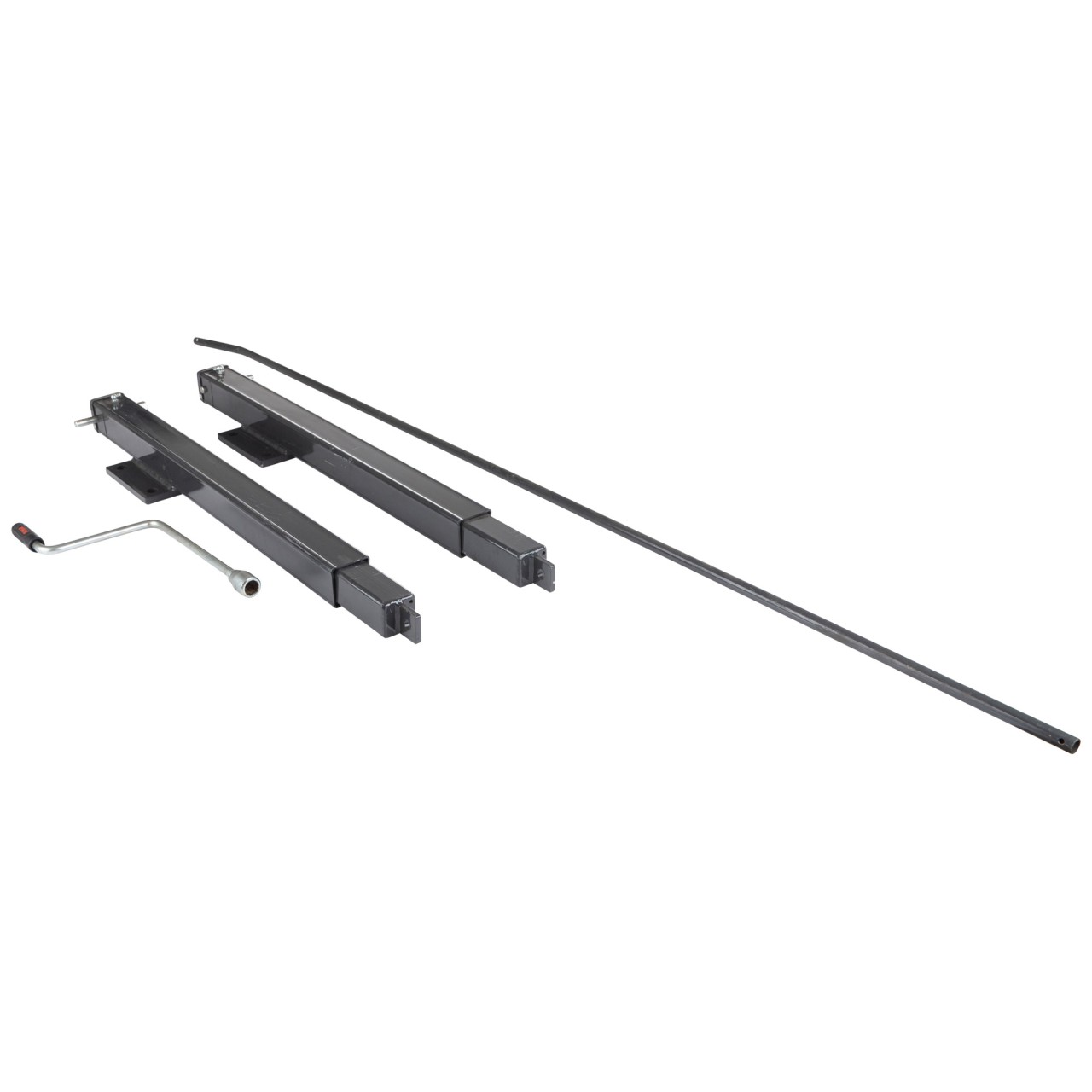 Stützfuß mit Welle, Kurbel, Lasche und Achsplatten