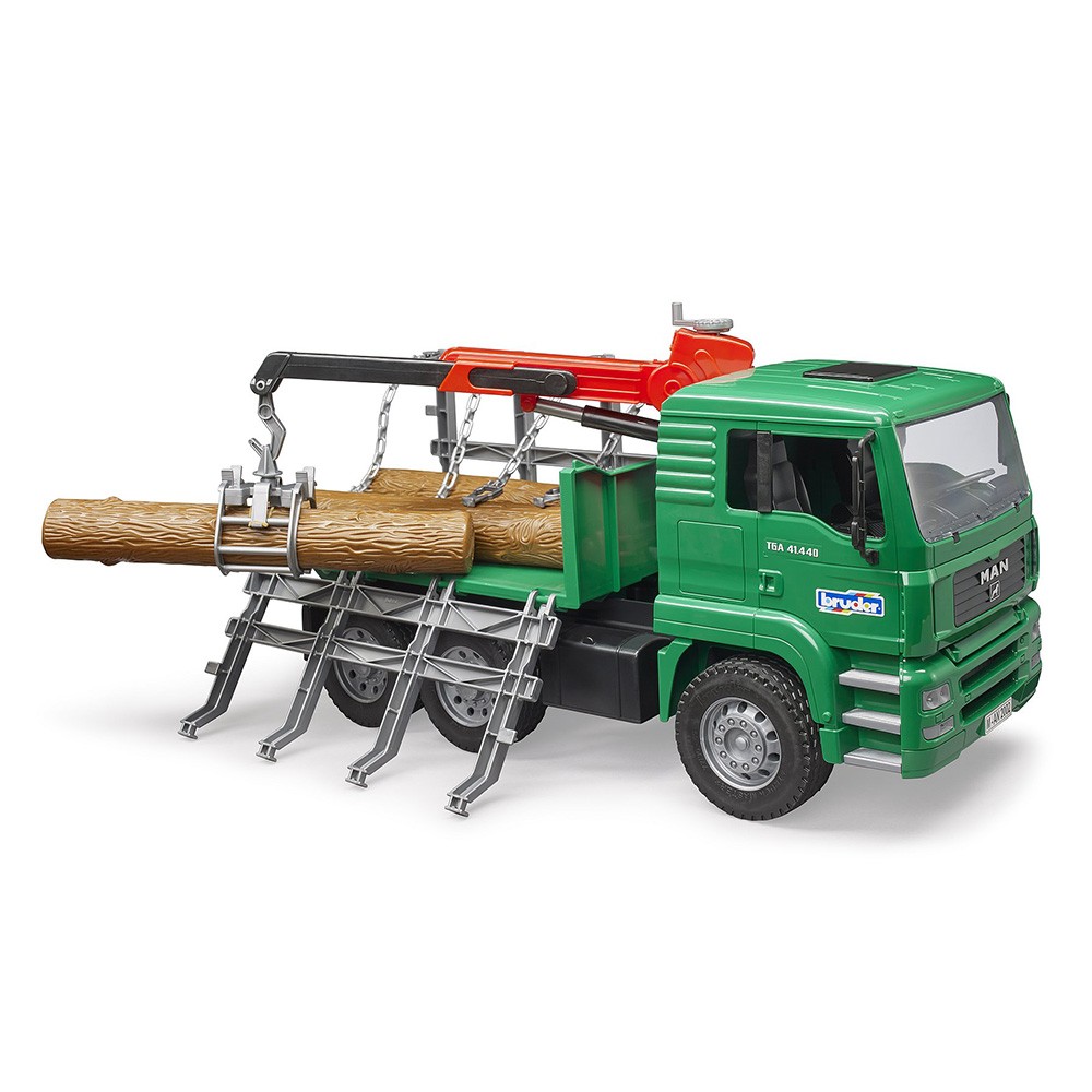 Spielzeug MAN Holztransport-LKW mit Ladekran und 3 Baumstämmen