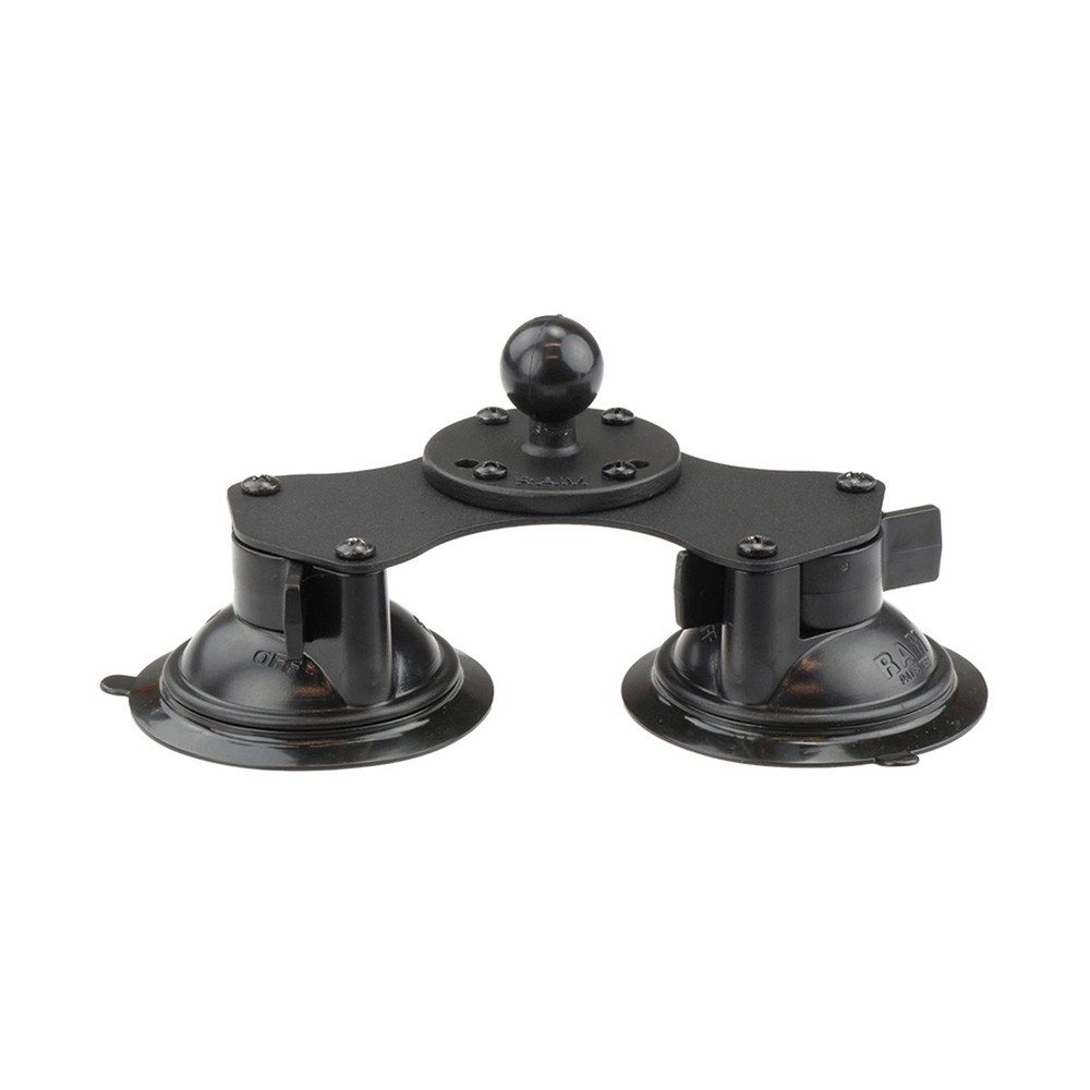 RAM MOUNT Doppel-Saugfuss mit runder Basisplatte (AMPS) mit B-Kugel (1 Zoll)