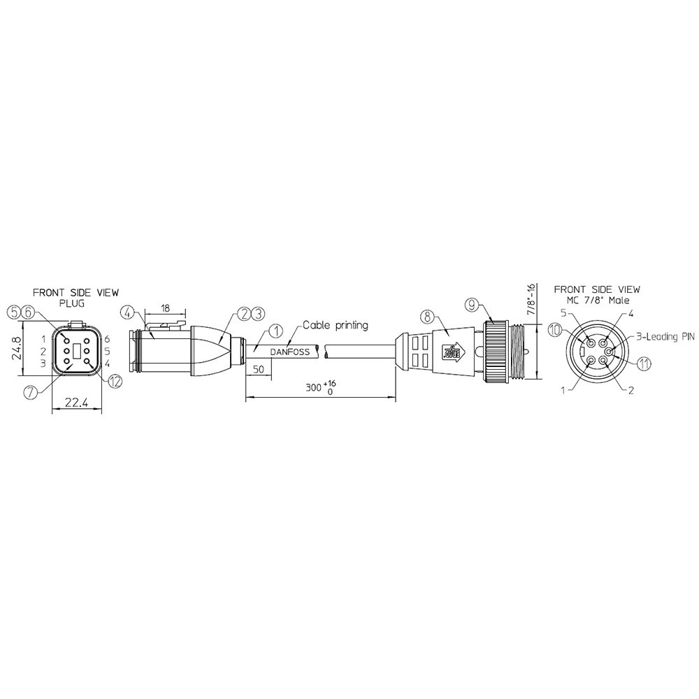 Verbindungskabel für Drehzahlsensor Typ „EMD Danfoss“